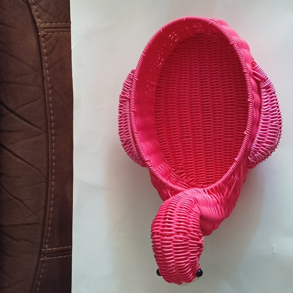 SALE: Ciroa Pink Flamingo Woven Basket - Picture 2 of 2